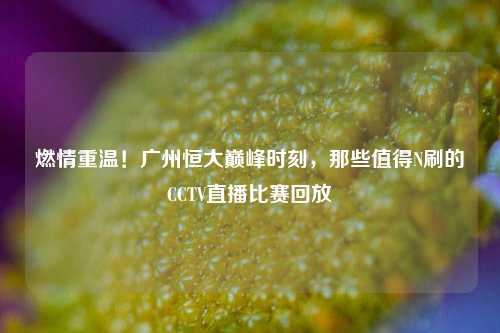 燃情重温！广州恒大巅峰时刻，那些值得N刷的CCTV直播比赛回放