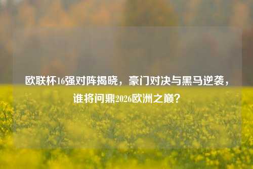 欧联杯16强对阵揭晓，豪门对决与黑马逆袭，谁将问鼎2026欧洲之巅？