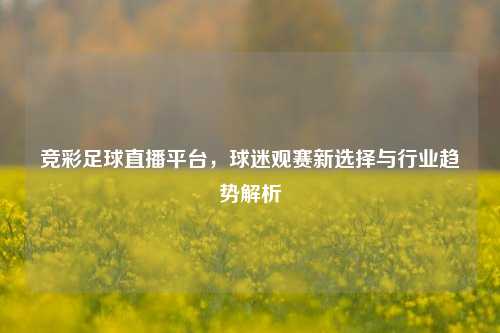 竞彩足球直播平台，球迷观赛新选择与行业趋势解析