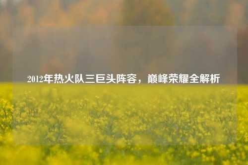 2012年热火队三巨头阵容，巅峰荣耀全解析