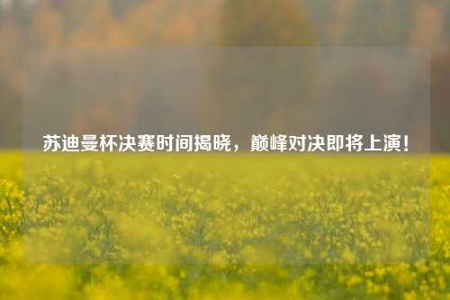 苏迪曼杯决赛时间揭晓，巅峰对决即将上演！