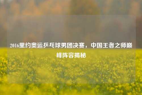 2016里约奥运乒乓球男团决赛，中国王者之师巅峰阵容揭秘