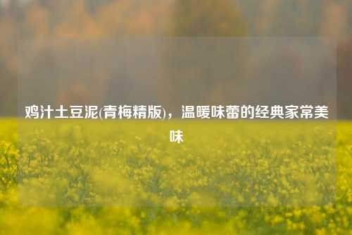 鸡汁土豆泥(青梅精版)，温暖味蕾的经典家常美味