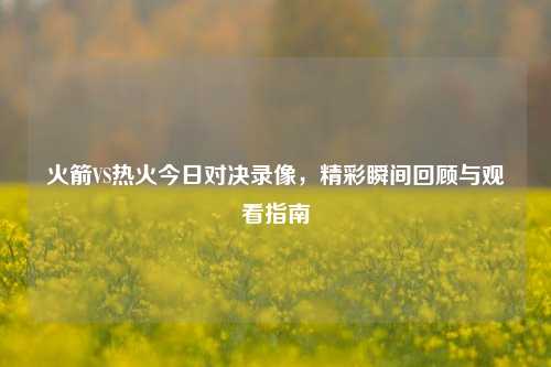 火箭VS热火今日对决录像，精彩瞬间回顾与观看指南