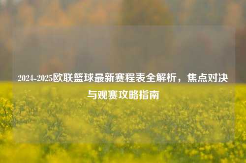 2024-2025欧联篮球最新赛程表全解析，焦点对决与观赛攻略指南
