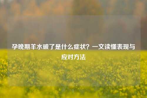 孕晚期羊水破了是什么症状？一文读懂表现与应对     