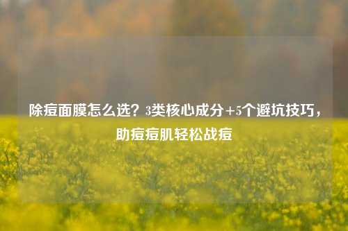 除痘面膜怎么选？3类核心成分+5个避坑技巧，助痘痘肌轻松战痘