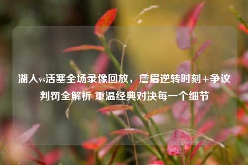 湖人vs活塞全场录像回放，詹眉逆转时刻+争议判罚全解析 重温经典对决每一个细节