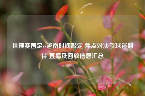 世预赛国足vs越南时间敲定 焦点对决引球迷期待 直播及回放信息汇总