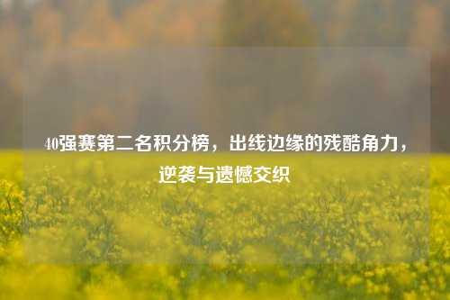 40强赛第二名积分榜，出线边缘的残酷角力，逆袭与遗憾交织
