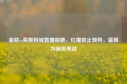 曼联vs莱斯特城直播前瞻,红魔欲止颓势,蓝狐为保级死战