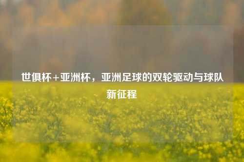 世俱杯+亚洲杯，亚洲足球的双轮驱动与球队新征程