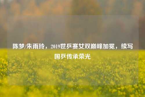 陈梦/朱雨玲，2019世乒赛女双巅峰加冕，续写国乒传承荣光