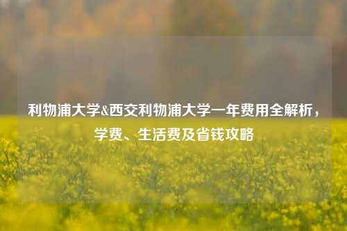 利物浦大学&西交利物浦大学一年费用全解析，学费、生活费及省钱攻略