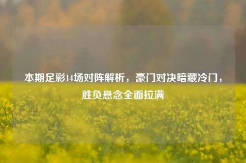 本期足彩14场对阵解析，豪门对决暗藏冷门，胜负悬念全面拉满