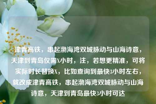 津青高铁，串起渤海湾双城脉动与山海诗意，天津到青岛仅需X小时，注，若想更精准，可将实际时长替换X，比如查询到最快3小时左右，就改成津青高铁，串起渤海湾双城脉动与山海诗意，天津到青岛最快3小时可达