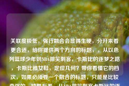 关联度极低，强行融合会显得生硬，分开来看更合适，给你提供两个方向的标题，，从以色列篮球少年到NBA微笑刺客，卡斯比的逐梦之路，卡斯比雅女鞋，定位几何？带你看懂它的档次，如果必须要一个融合的标题，只能是比较牵强的，跨界反差，从NBA微笑刺客卡斯比的逐梦路到卡斯比雅女鞋的档次定位