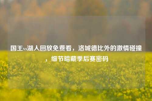 国王vs湖人回放免费看，洛城德比外的     碰撞，细节暗藏季后赛密码