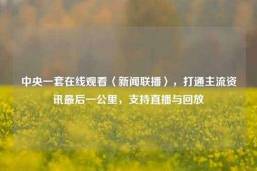 中央一套在线观看〈新闻联播〉，打通主流资讯最后一公里，支持直播与回放