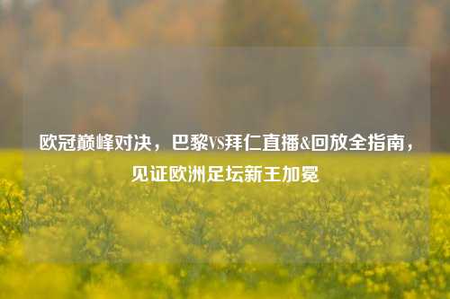 欧冠巅峰对决,巴黎VS拜仁直播&回放全指南,见证欧洲足坛新王加冕
