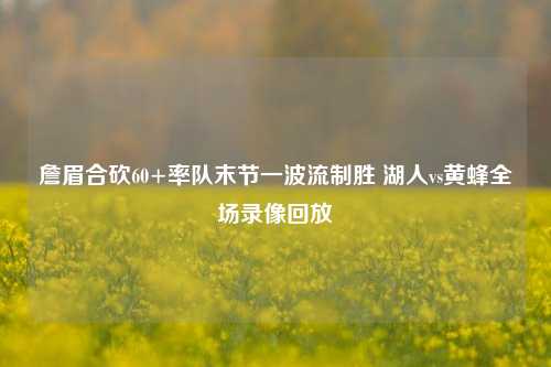 詹眉合砍60+率队末节一波流制胜 湖人vs黄蜂全场录像回放