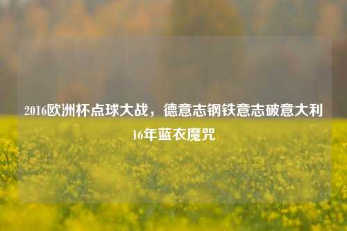 2016欧洲杯点球大战，德意志钢铁意志破意大利16年蓝衣魔咒